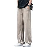 [Ｋａｙｉｙａｓｕ] ワイドパンツ メンズ ズボン イージーパンツ 夏用 涼しい スラックス カジュアル 大きいサイズ(XL カーキ)