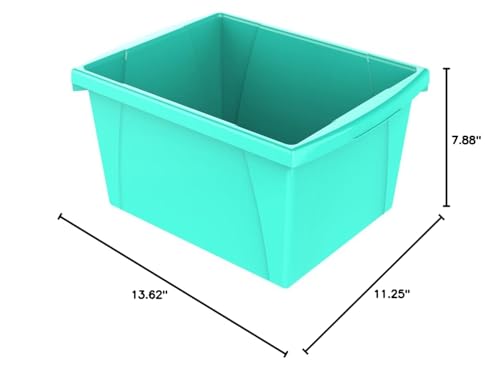 Image of Storex 4 Gallon (15L) Classroom Storage Bin, Teal, Without Lid