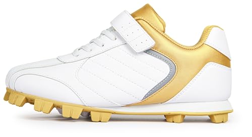 Sooneeya Unisex-Child Turf Baseball Shoes Youth No-Tie Softball Cleats Comfortable Sneaker Gold 12 M Us Little Kid thumb #1