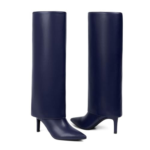 Image of VIUGJNEX Fold Over Boots for Women Fall Tall Knee High Boots