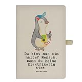 Mr. & Mrs. Panda DIN A5 Baumwoll Notizbuch Elektrikerin Herz - Geschenk, Notizblock, Elektrotechnikerin, Elektromeisterin, Ausbildung, Notizen,