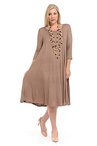 Pastel By Vivienne Women's A-Line Trapeze Midi Dress Plus Size X-Large Mocha #TOP4