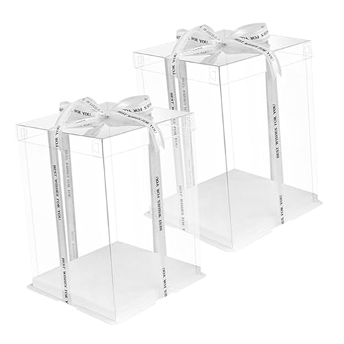 WEKADRIN 2個全透明ケーキボックス 寸ダブル 白色厚底 耐久性 食品グレード