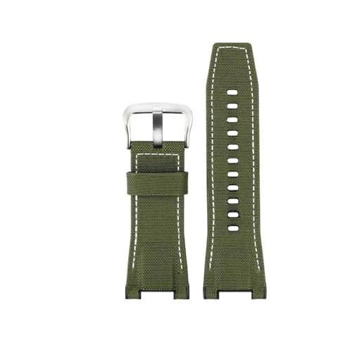 LCNEIOQ Casio GST-S100G / S110 / S130L / W100G / W110 / 210B / 400G / 410 / ���X�g�o���h 26*14mm �����Y ���U�[�E�H�b�`�o���h �Ή�(Nylon Green silver)