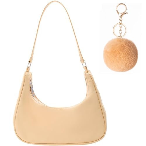 Umhängetasche Damen Handtasche, Handtasche Damen Klein, 90s Women's Shoulder Bag, Handtasche Vintage Nylon, Y2K Fashion Handtaschen für Frauen Dating, Reisen, Einkaufe (Gelb)