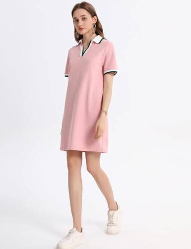 Image of Kissonic Polo Dresses for Women Short Sleeve Tennis Golf Dress V Neck Summer Casual Dress with Pocket