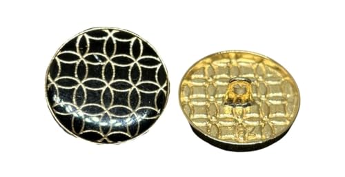 Image of REENA Gold Black Big (6+6) New Metal Brass Round Button for Coat Blazer Suit, Sherwani and Indian Dresses Sports Coat Uniform Jacket Beautiful Ethnic Classy Design (Gold Black Big (6+6) New)