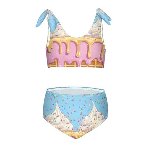 Boccsty Sprinkles Melted Vanilla Red Blue Ice Cream Girls Tankini Swimsuit Kids Bikini Sets 2 Pcs Bathing Suit 3T