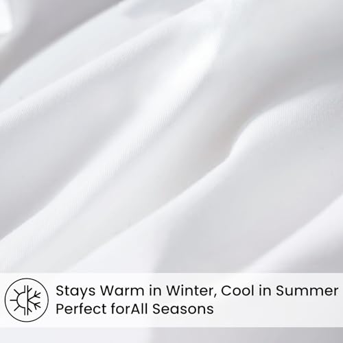 Image of COHOME Quilted Twin /Twin XL Comforter - All-Season Down Alternative Duvet Insert - Luxury Hotel Cooling Pure White Comforter with Anti-Clump Tech & 8 Tabs - Reversible (64 inchx88 inch)