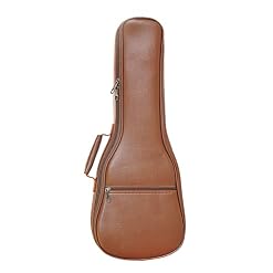 Ukulele Case Bag Concert 23 24 inch Uke Soft Adjustable Dual Shoulder straps Backpack PU Faux Leather with 0.5 inch 12MM Thick Padding Protective Waterproof (Brown 23/24 Gig Bag) - Les Beatles, Paul McCartney, John Lennon, RIngo Starr, George Harrison