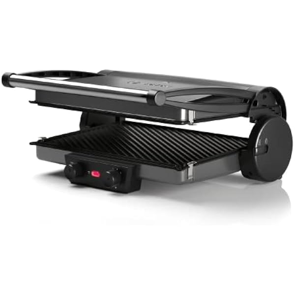 Bosch Grill elektryczny TCG4215, 2000 W, 3 pozycje grillowania, podwójna regulacja temperatury, wyjmowane płyty, łatwe czyszczenie