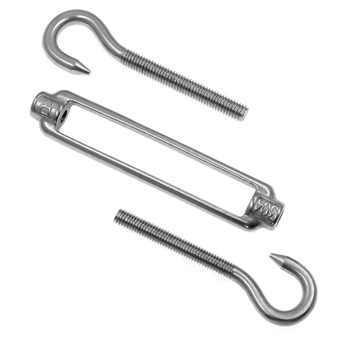 Tensores para cables Hook & Hook M6 de acero inoxidable 304 ajustables paquete de 5 para tensión de cables y cuerdas miniatura 2