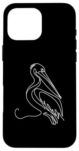 Carcasa para iPhone 16 Pro Max Line Art Bird & Ornitólogo Pelícano Australiano