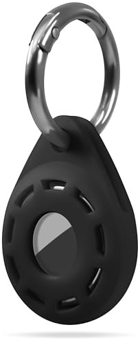 Geiomoo Silicone Case for Tile Sticker (2024) and Air Tag Tracker, Soft Flexible Scratch Resistant Protective Cover with Carabiner (Black)