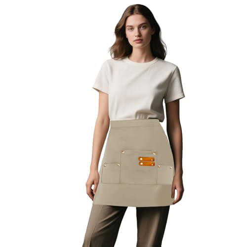 Kaslaider Grembiule Impermeabile a Metà con 3 Tasche, per Uomo e Donna