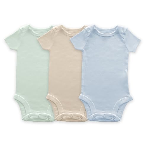 Image of SwaddleDesigns Organic Cotton Baby Bodysuit 3 Pack for Infant Boy or Girl,