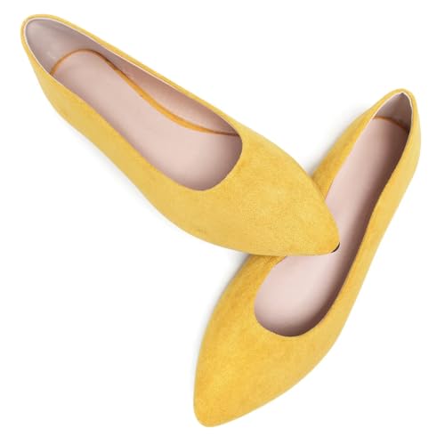 Image of Dear Time Women's Pointed Toe Ballet Flats Simple Casual Office Work Flats Slip-on Comfortable Shoes