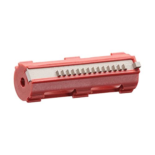 Lancer Tactical 14 Teeth Reinforced Polycarbonate Piston with CNC Steel Half Teeth (Color: Red)