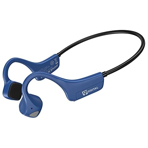 Bone Conduction Headphones Bluetooth, Wireless Running Headphone, Open Ear Earphone with Mic, Sweat Resistant Sport Headset for Running, Gym, Cycling, Walking, Workout, Hiking, Listening (Blue) Cover