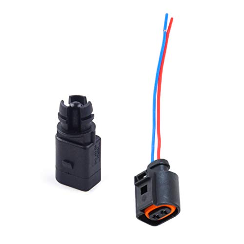 beler Ambient air temperature sensor & Electrical 2 Pin Connector Plug Wiring Harness Fit for Audi VW