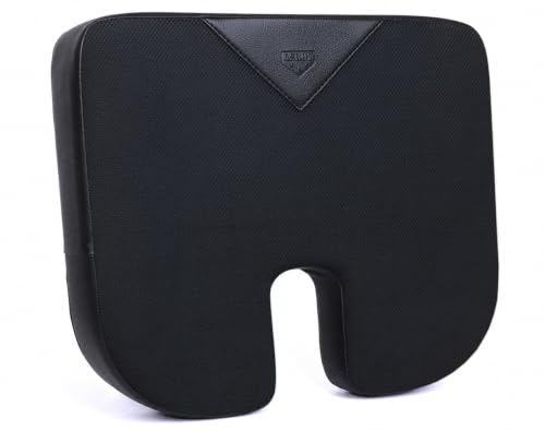 Image of asroy Orthopedic Seat Cushion for Office Chair, Car Seat & Wheelchair | High Density Polyurethane (PU) Foam | Breathable Mesh Cover | Coccyx & Tailbone Support | Ergonomic Black Cushion (SE-1.0)