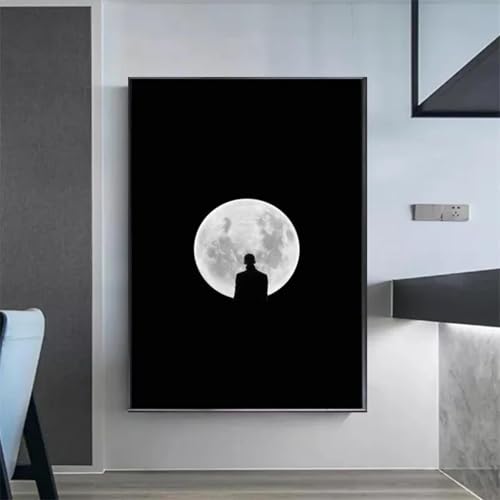 Peinture abstraite personnage noir et blanc pour décoration murale chambre