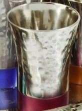Wine Goblet Kiddush Set Yair Emanuel Hammered Nickel Decorated with Multi Colored Rings