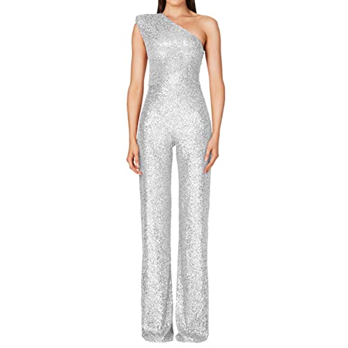 Combinaison longue à sequins une épaule pour vos soirées et cocktails élégants