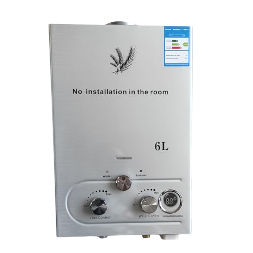 Furvveerr 6L Calentador de Agua a Gas,GLP Gas Licuado de Petróleo,Calentador de Agua de Gas Propano,12KW,Calentador con Presión de Agua,para Casa/Caravana/Cabaña/Acampar