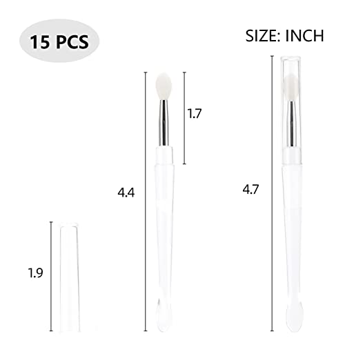 15 Pcs Silicone Lip Applicatorwith Cap Double-Ended Reusable Makeup Brushes For Eyeshadow, Lip Gloss Mask Cream (White) #TOP6