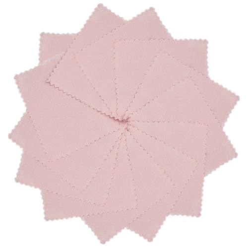 TuxFezug 金属磨きクロス 銀みがきクロス のし磨きクロス シルバークロス 研磨クロス みがき布 ポリッシュクロス 銀磨き布 シルバー磨き 金属/指輪/腕時計/楽器/銀製品銀磨 80ｍｍ*80ｍｍ 12枚セット (ピンク)