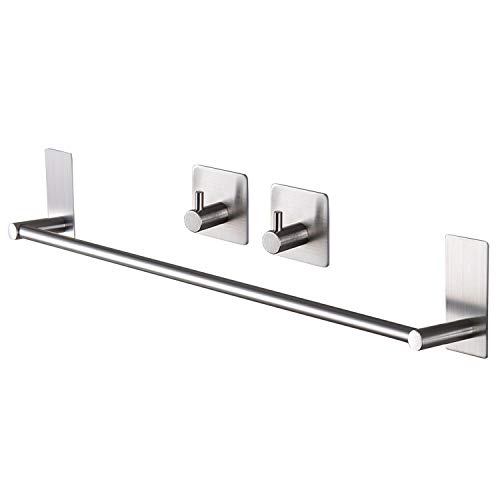 Taozun 16" Self-Adhesive Stainless Steel Towel Bar 2-Pack - Perfect for Bathrooms