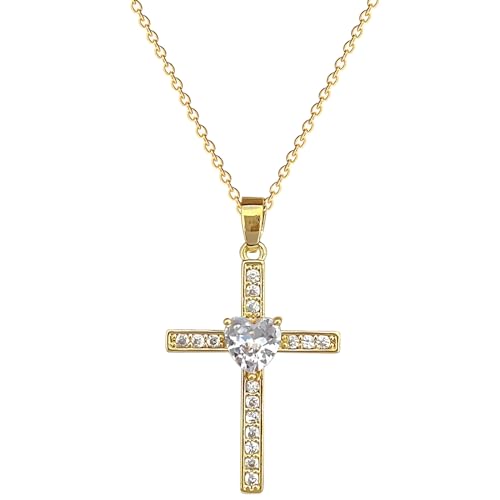 Collier religieux croix et cœur en zircon exquis pour femmes et filles