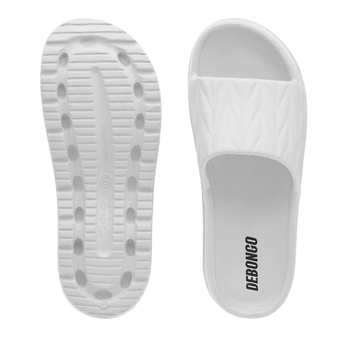 Image of DEBONGO Women's EVA Slider Sandals - Textured Open-Toe Slip-On with Cushioned Footbed | Lightweight Flat Sliders for Daily, Indoor & Outdoor Wear