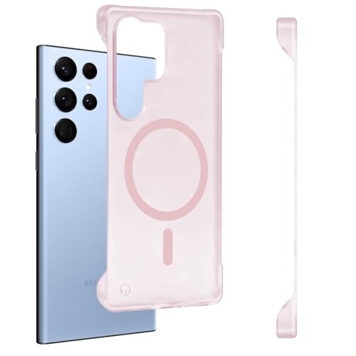 Coque Samsung S22 Ultra anti rayures fine magnétique polycarbonate rose translucide