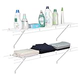 HAUSHOF Closet Shelves Wall Mounted 2-Pack, 4 ft x 12in White Wire Shelving for Laundry Room, Closet, Basement Organization and Storage
