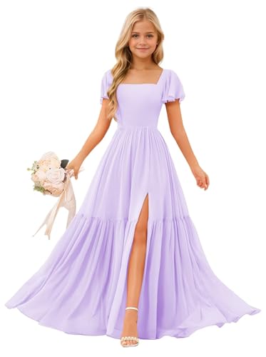 Short Sleeves Junior Bridesmaid Dresses Chiffon Flower Girls Dresses for Wedding A Line Girls Pageant Gowns3