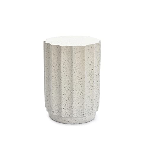 Luxenhome Off White With Gray Cement Indoor Outdoor Stool And Side Table #TOP4