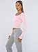 Trendy Queen Womens Long Sleeve Shirts Crop Tops Fall Fashion 2025 Square Neck Going Out Basics Tees Y2k Clothes Pink XS