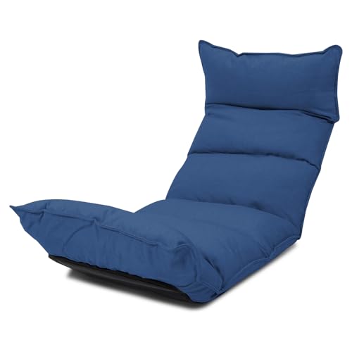 DeeLyan フロアチェア 座椅子 リクライニング 14段階調節 折りたたみ コンパクト 足置き6段階調節 ハイバック 座椅子ソファー ふあふあ 腰が痛くならない 1人掛け 通気型のサムネイル