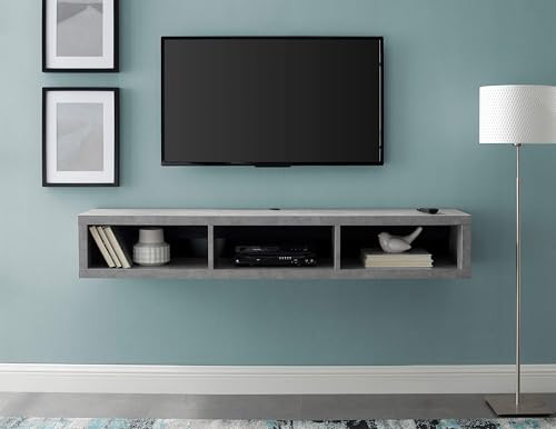 Martin Furniture Wall Mounted Wood TV Console Entertainment Center Wall Decor 60-inch Gray