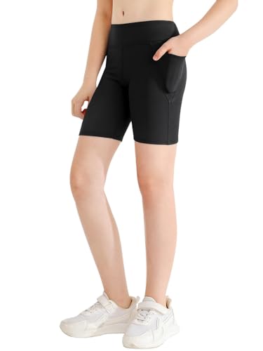 Patgoal Girls Athletic Volleyball Biker Shorts Kids Dance Yoga Running Soccer Gymnastics Compression Shorts with Pockets