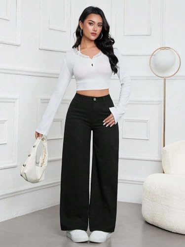 Image of KOTTY Womens High Waist Flared Fit Ankle Length Clean Look Denim Jeans