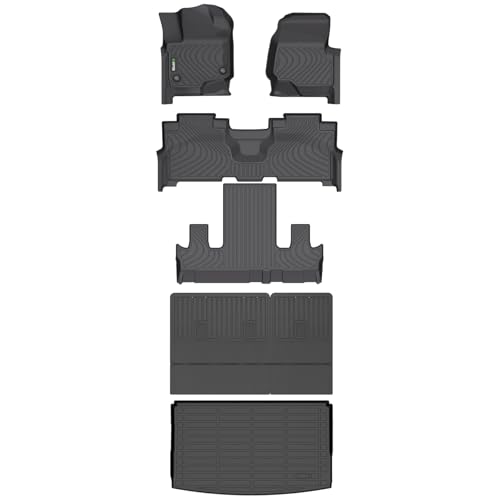 Image of HAFIDI Floor Mats & Cargo Liner & Seatback Cargo Set Fit for 2021-2024 Ford Expedition Max 7 Seats All Weather Protection TPE Anti-Slip Full Set Floor Liners Custom Accessories - Black