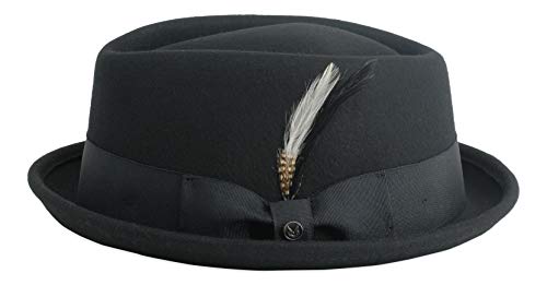 Chapeau de tarte de porc feutre de laine noir Gamble and Gunn New Orleans II retro