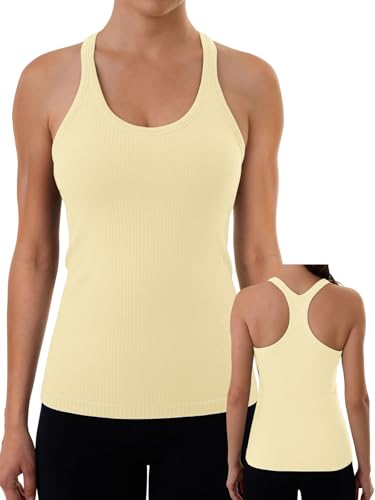 3rd hill Ribbed Workout Tank Tops for Women with Built