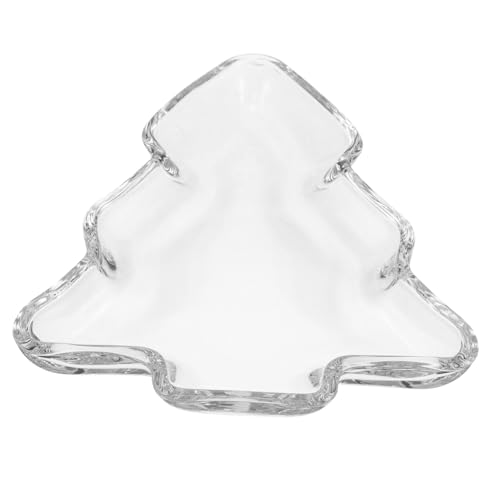 Cabilock 透明クリスタルガラス製クリスマスツリー形フルーツ皿 大容量スナック ド ーツトレイ ホリデーパーティー用飾り皿 お菓子 デザート