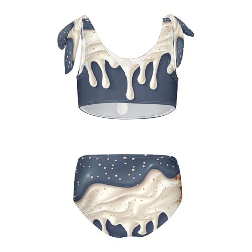Boccsty Navy White Ice Cream Girls Tankini Swimsuit Kids Bikini Sets 2 Pcs Bathing Suit 3T2