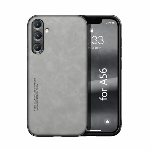 Kepuch Silklike Case Compatible for Samsung Galaxy A56 - Magnetic Holder Built-in Metal Plate Cover Bumper - Gray