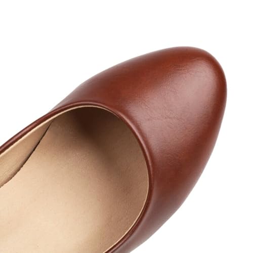 Aflngle Women's Platform Chunky High Heel Mary Jane Pumps Round Closed Toe Rhinestones Metal Chain Strap Buckle Wedding Party Prom Dress Shoes4